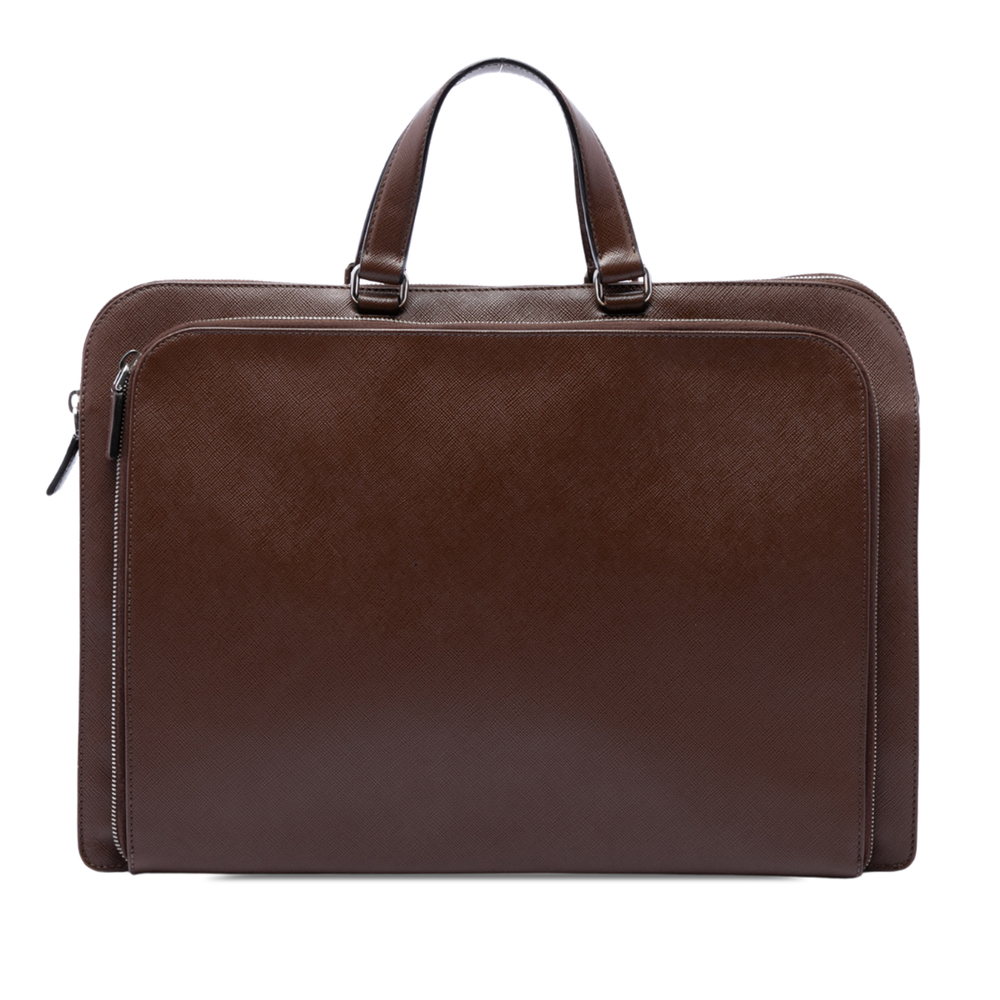 Pre-Loved Prada Saffiano Cuir Travel Front Zip Pocket Briefcase